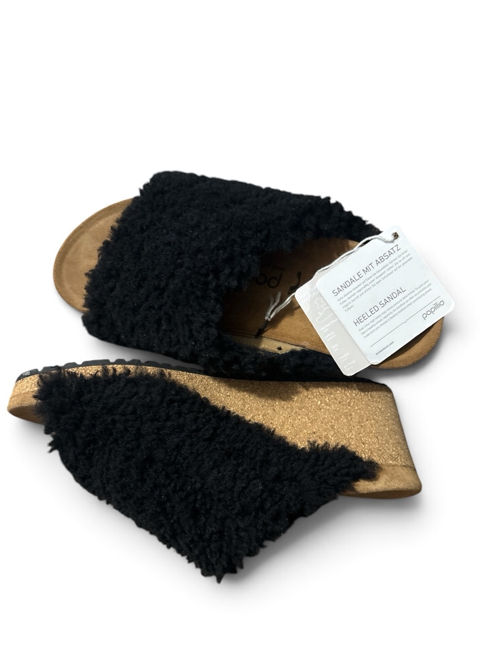 Papillon by Birkenstock Women's Black Shearling Wedge Slide - Picture 5 of 5